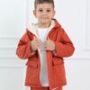 kiremit renk çocuk mont gabardin kumaş peluş astar