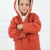 kiremit renk çocuk mont gabardin kumaş peluş astar