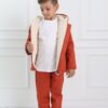 kiremit renk çocuk mont gabardin kumaş peluş astar