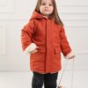 kiremit renk çocuk mont gabardin kumaş peluş astar
