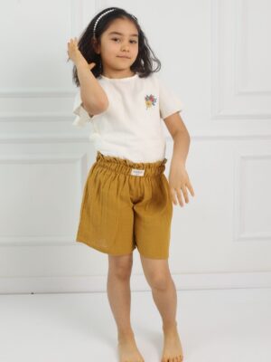 Kız Çocuk Şortlu Takım Hardal
