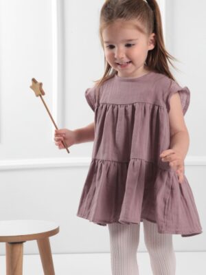 Kız Çocuk Müslin Elbise Mürdüm