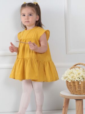 Kız Çocuk Müslin Elbise Sarı