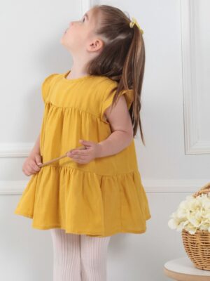 Alternative view of Kız Çocuk Müslin Elbise Sarı