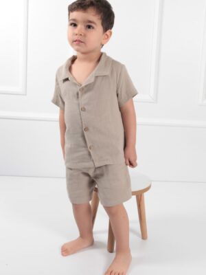 Alternative view of Erkek Çocuk Müslin Yakalı Takım Şortlu Vizon