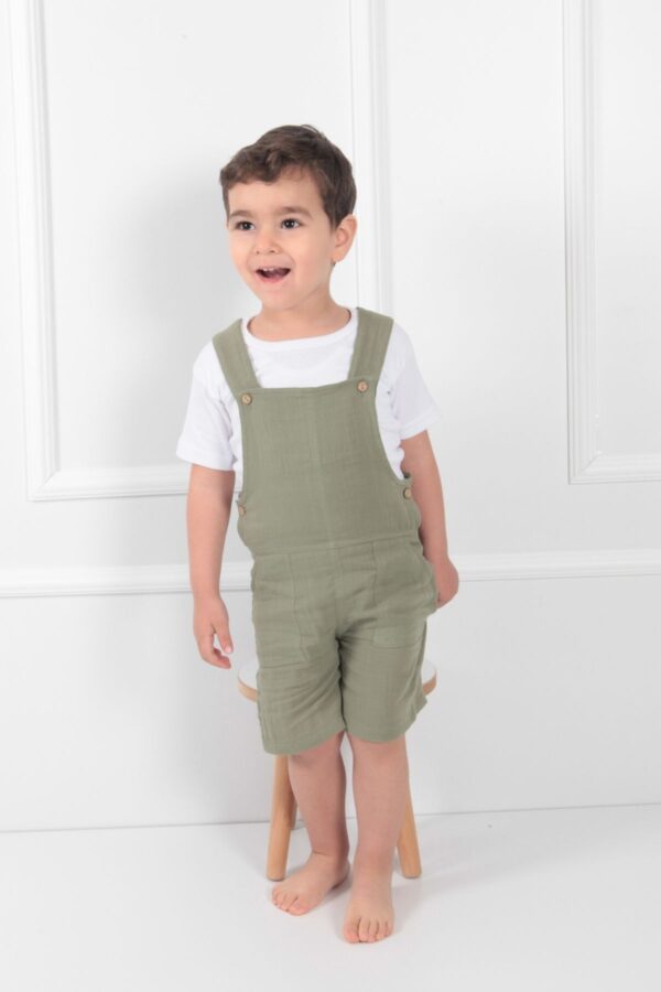 Erkek Bebek Çocuk Yazlık Tulum 1-6 Yaş - Haki