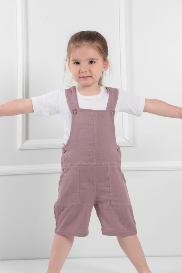 Kız Bebek Çocuk Yazlık Pamuklu Tulum 1-6 Yaş Mürdüm