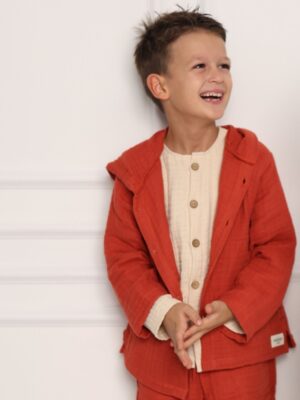 Çocuk Ceket 4 Kat Müslin Kiremit
