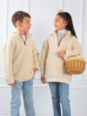 Çocuk Teddy Sweatshirt Krem