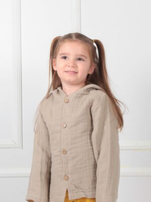 Çocuk Ceket 4 Kat Müslin Vizon